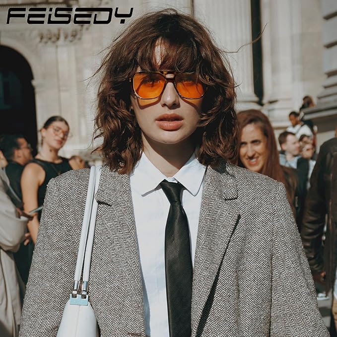 FEISEDY Amber Blue Light Glasses for Computer Gaming Orange/Yellow lens Anti Eyestrain Sleep Glasses G2835