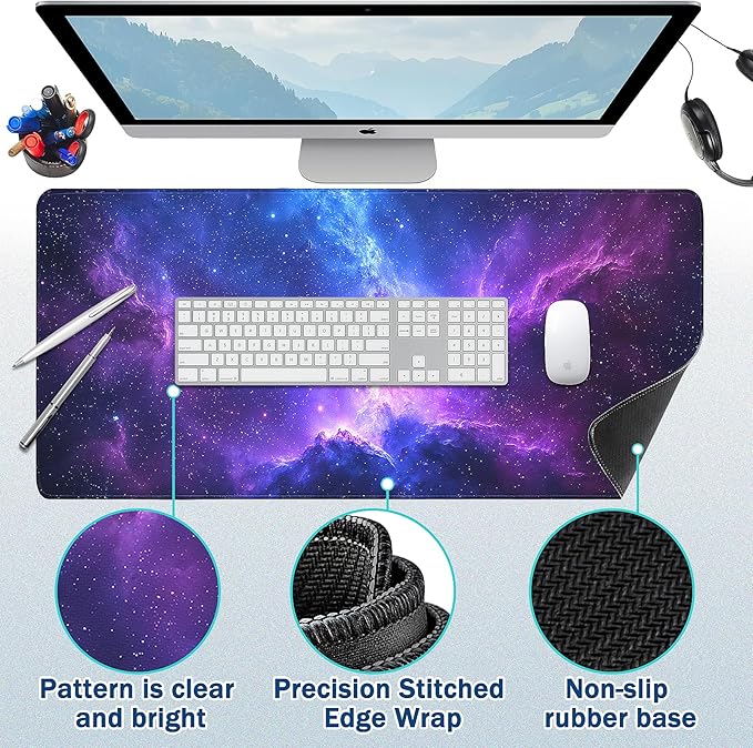 Mouse Pad Gaming - Desk Mat for Keyboard and Mouse - Galaxy Space Large Mouse Pad for Desk, Mousepad (35.4" X 15.7") with Non-Slip Base, Desks Pad Mat for Gaming, Office and Home