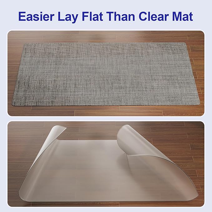 Delamu Office Chair Mat for Hardwood Floor 36"×48", Heavy Duty Desk Floor Protector for Chairs, Anti-Slip PVC Woven Computer Chair Mats for Home Office, Brown