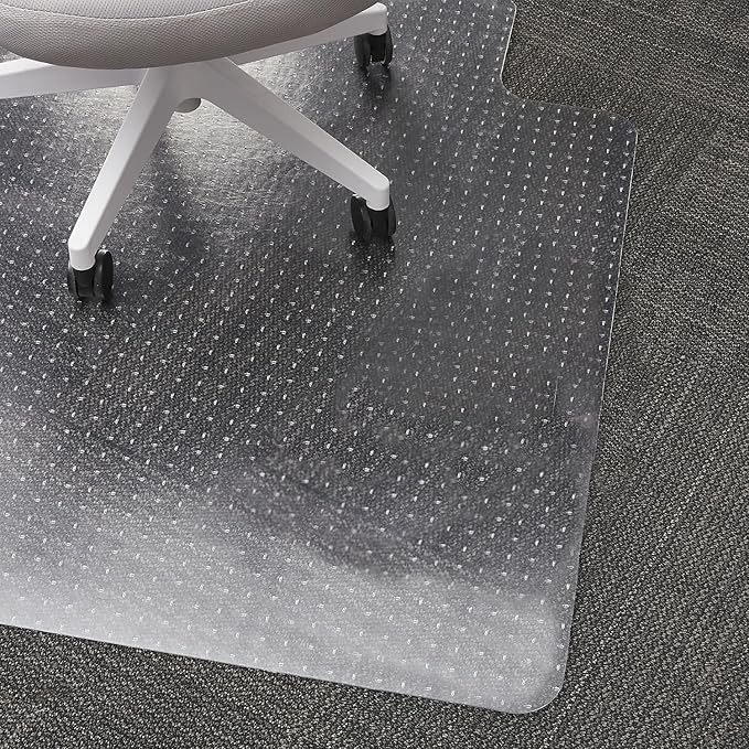 Staples Office Chair Mat, Clear Floor Mats with Lip, Flat-Pile Carpets, Extended Under-Desk Coverage, 48 x 36 Inch, Smooth Glide