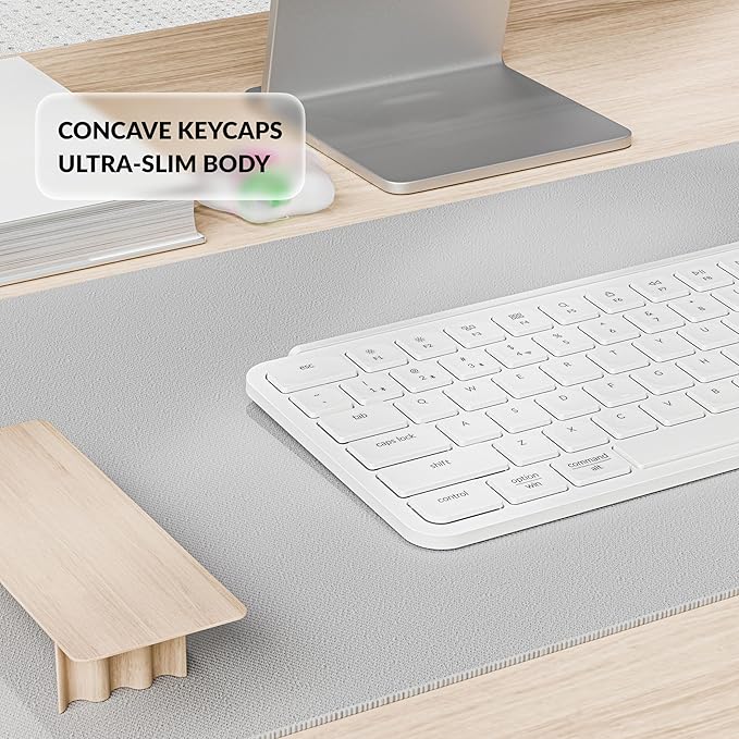 Keychron Ultra-Slim B2 Pro Bluetooth Keyboard 2.4 GHz Wireless Lightweight 96% Launcher Support with Numeric Keypad Compatible for Mac Windows Linux - Ivory White