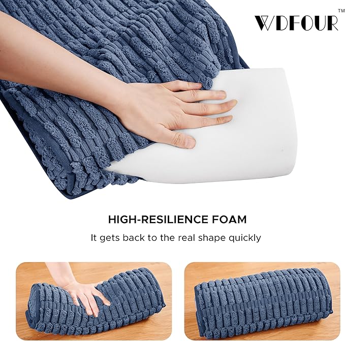 WdFour Headrest Memory Pillow, Support Cushions for Neck, Back or Foot for Sofas, Recliners, Office Chairs, Massage Chairs for Neck Pain Relief and Cervical Support. (Navy Blue, 13" Wx2.7 D)