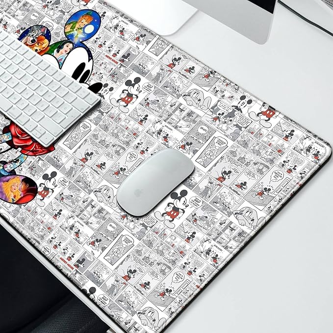 Mouse Pad Cute Character Design Stitched Edge Mousepad Non-Slip Rubber Desk Pad Funny Table Mat for Gaming and Gift(13.8 x 31.5 Inch)
