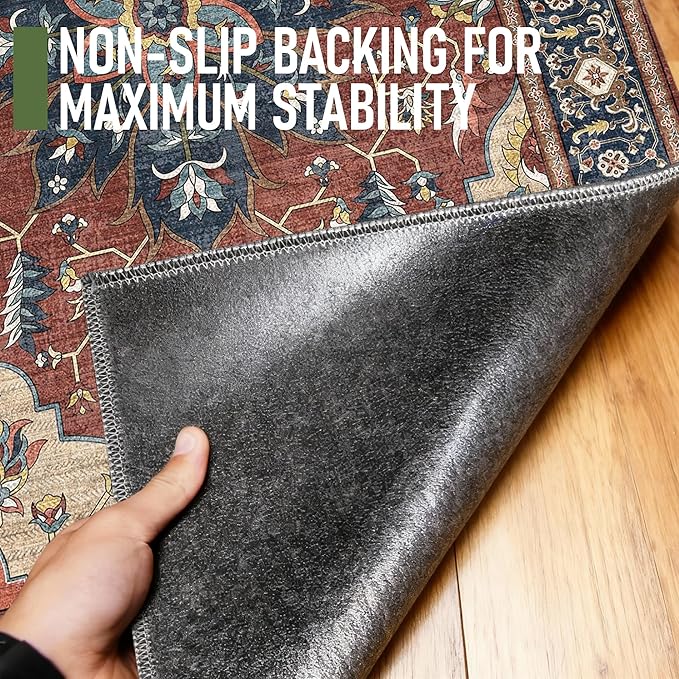 48"x60" Office Chair Mat for Hardwood, Under Desk Chair Mat for Home Office, Anti-Slip Office Rugs for Rolling Chairs, Floor Protector Washable Rugs Rust Red