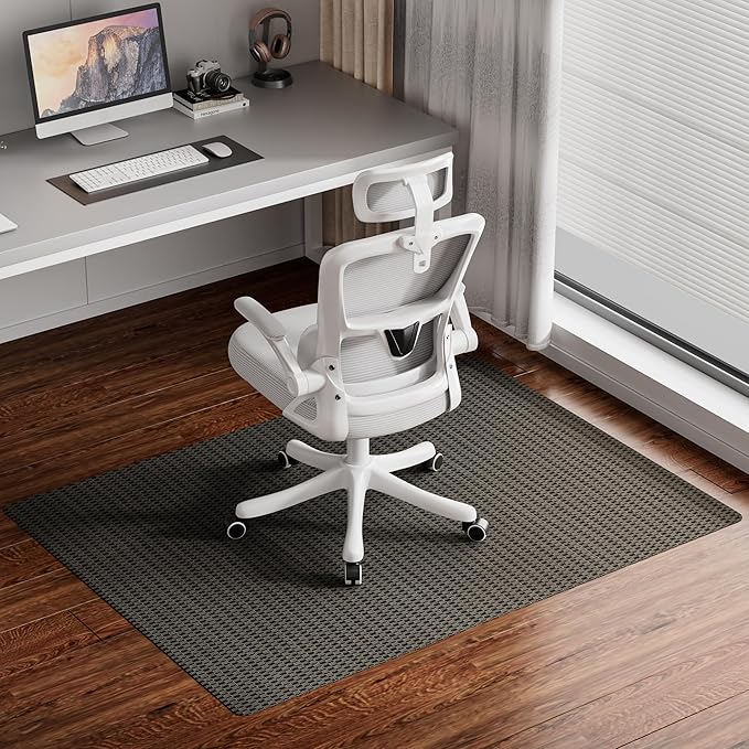 Delamu Office Chair Mat for Hardwood Floor, 36"×48" Floor Protector for Under Desk Computer Rolling Chair Mat, Anti-Slip PVC Chair Mats for Office Home (Black Brown)