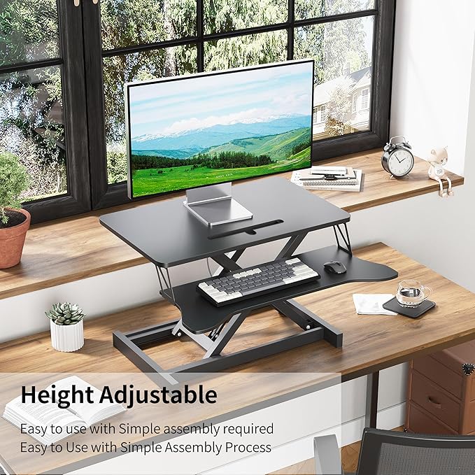 Panana Standing Desk Height Adjustable Sit to Stand Converter Stand Up Desk Tabletop Workstation Dual Monitor Desk Riser for Home Office (37")