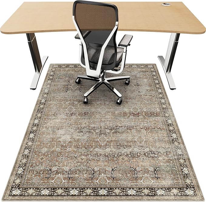 Office Chair Mat for Hardwood Floor, 36"x48" Desk Chair Mat for Home Office, Non-Slip Under Desk Mat Rug for Rolling Chair,Washable Rugs for Gaming Chairs-Rust