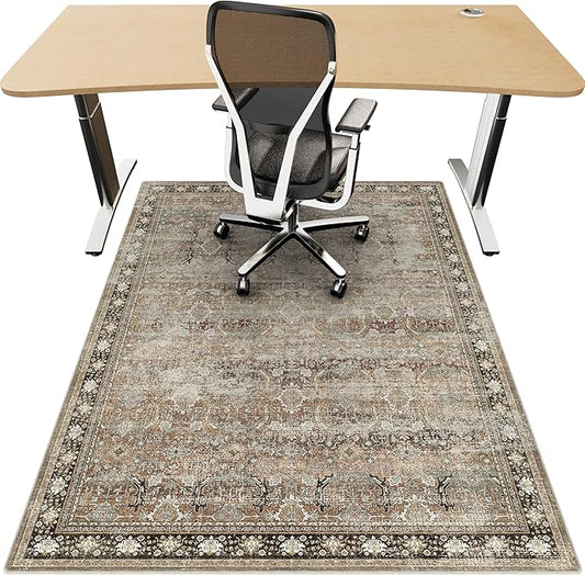 Office Chair Mat for Hardwood Floor, 36"x48" Desk Chair Mat for Home Office, Non-Slip Under Desk Mat Rug for Rolling Chair,Washable Rugs for Gaming Chairs-Rust