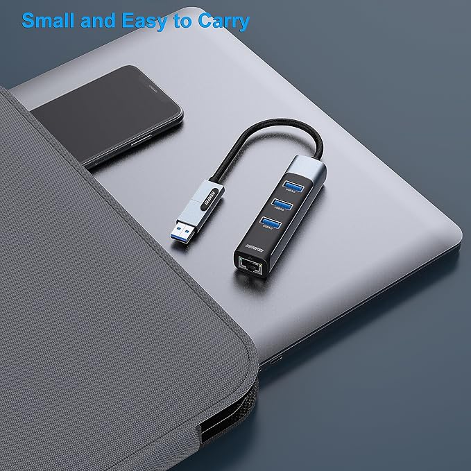 BENFEI 4in1 USB-C/USB 3.0 to Ethernet Adapter with 3*USB 3.0 Ports Compatible for iPhone 15 Series, MacBook Pro/Air 2023/2022/2021/2020/2019 and More
