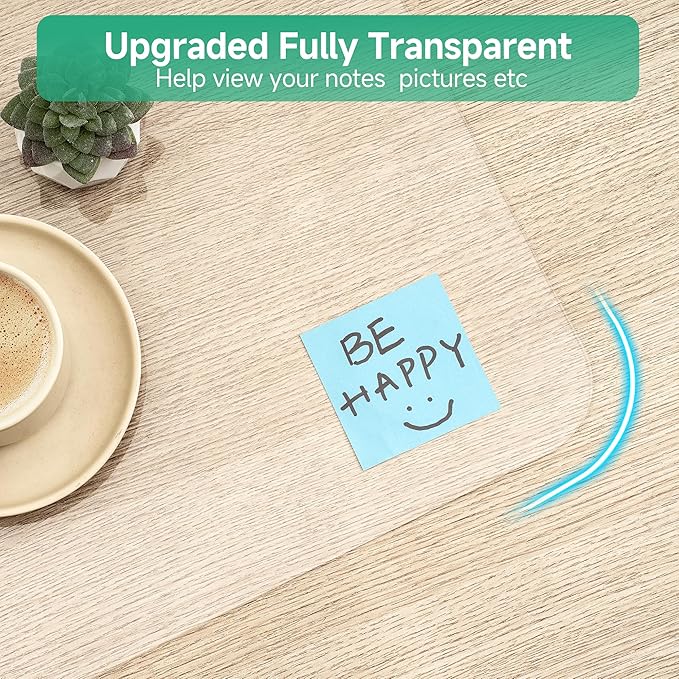 NATRKE Clear Desk Mat Pad, 39.4"x19.7" Large Transparent Computer Desk Mat Plastic Desktop Protector, PVC Writing Pad with Round Edge, Waterproof Wipeable Non-Slip Table Protector for Home Office