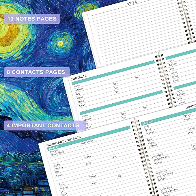2022-2023 Monthly Planner/Calendar - 18 Monthly Planner 2022-2023, Jul 2022 - Dec 2023, 6'' x 3.8'', 13 Note Pages, Monthly Tabs, Strong Twin-Wire Binding, Two-Side Pocket, Holidays Reminder